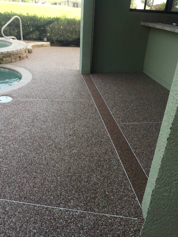 Pool deck in river rock