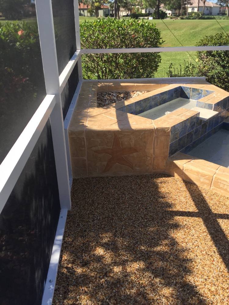 Pool deck in river rock