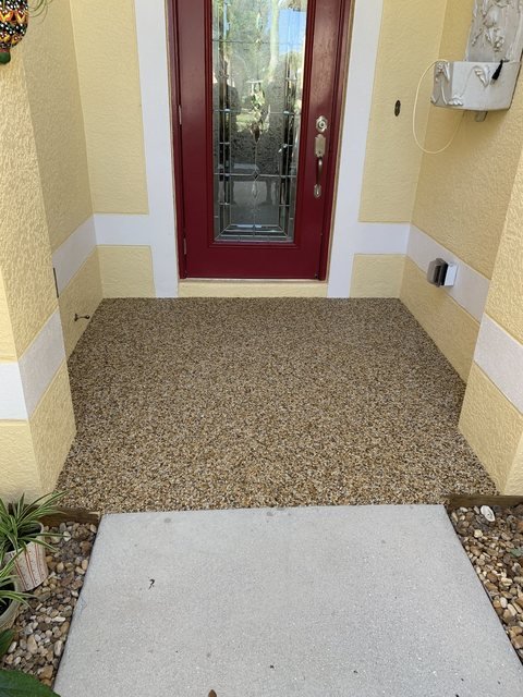 Porch in river rock