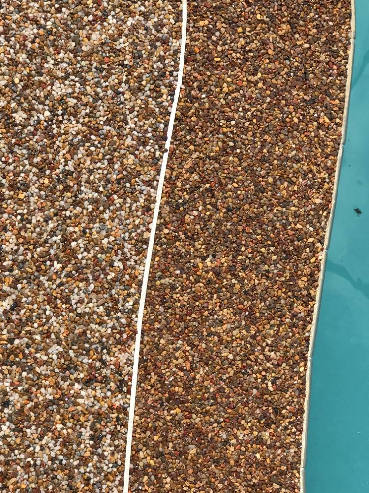 Pool deck in river rock