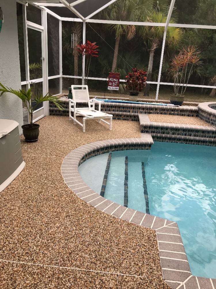 Pool deck in river rock