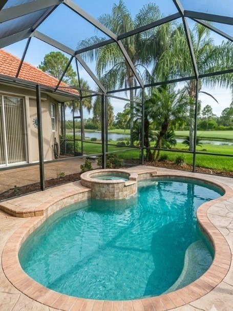 Pool deck in decorative concrete
