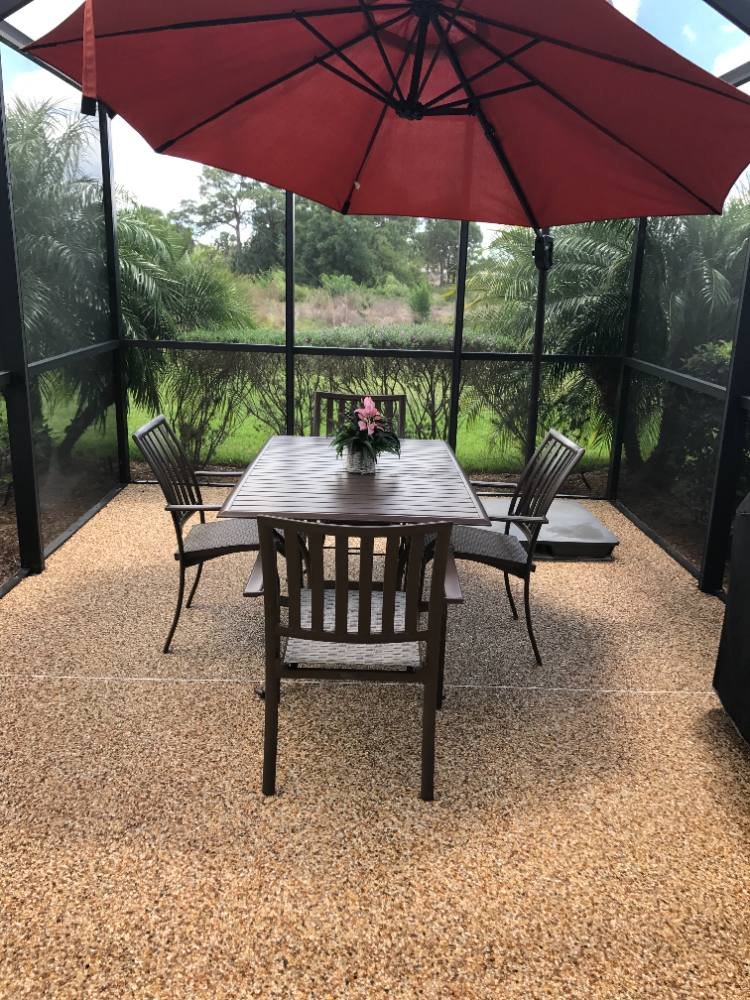 Porch in river rock