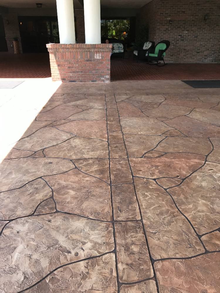 Stamped concrete driveway