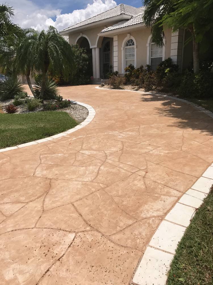 Stamped concrete driveway