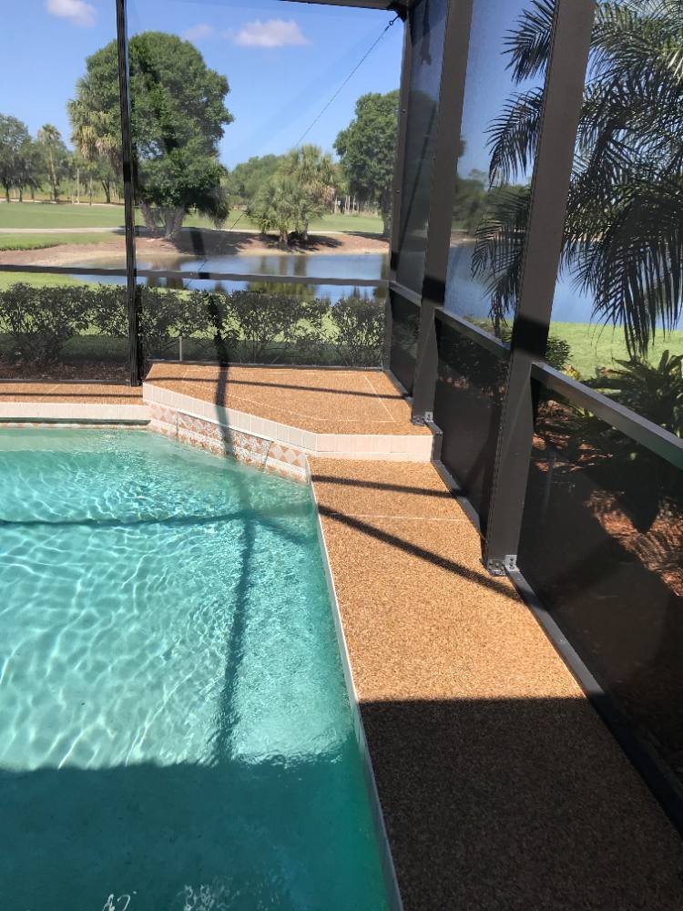 Pool deck in river rock