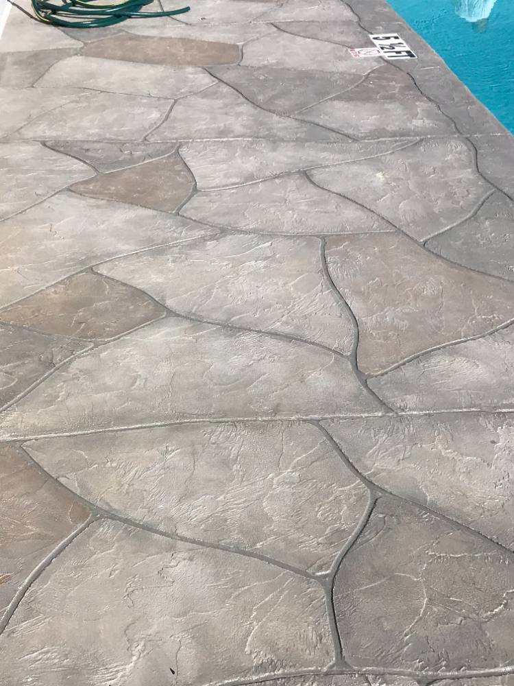 Stamped concrete pool deck