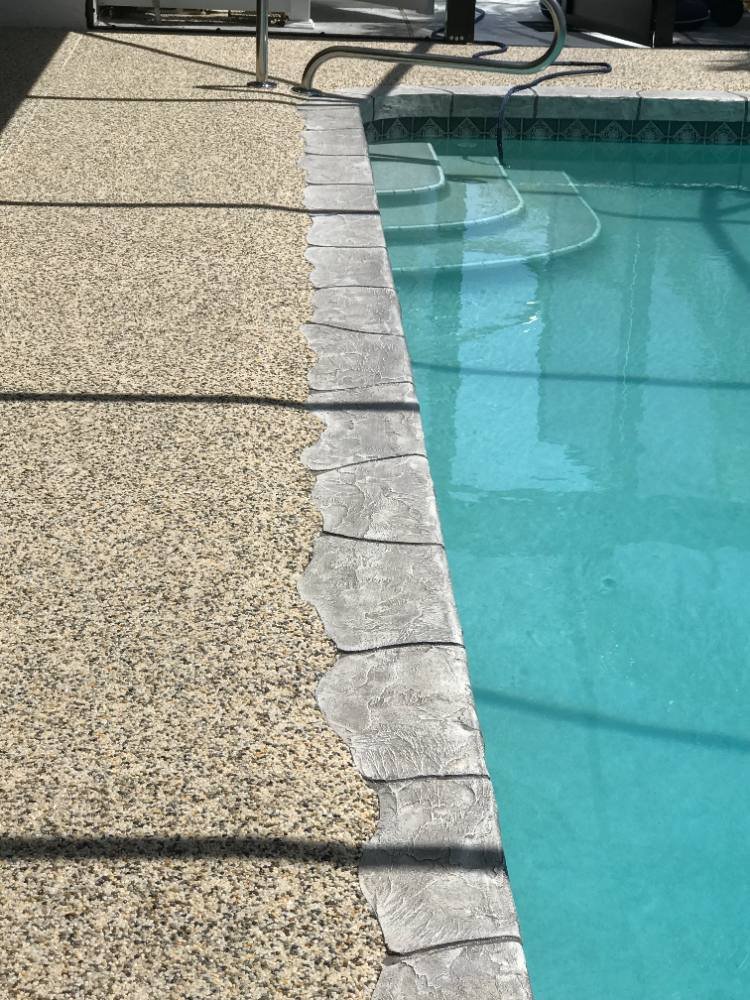Pool deck in river rock